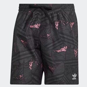 adidas Rekive Allover Print Swim Shorts Trefoil Grey Pink Size Small HK7360  B23